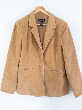 Denim & Co Camel Corduroy Blazer Eclectic Light Academia Vintage Inspired Large
